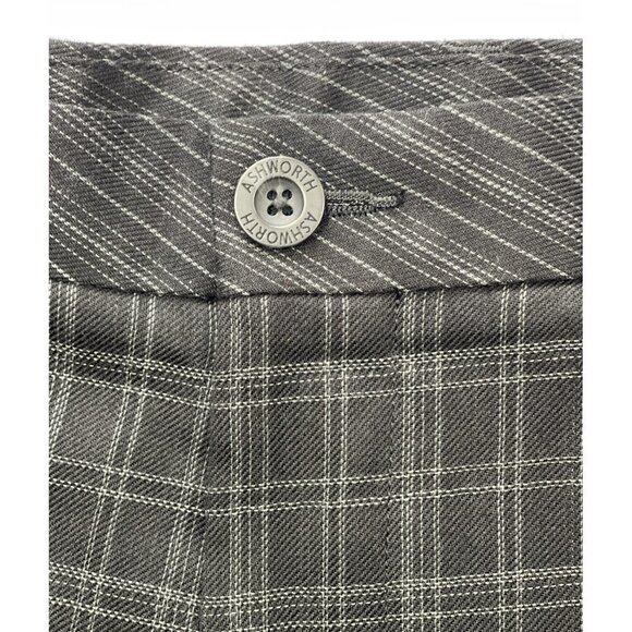ASHWORTH Men's Checkered Dress Activewear Golf Shorts 40W Black Grey Flat Front - Picture 6 of 13